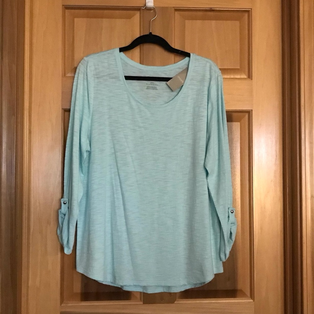 NWT Chico’s 3/4 Sleeve -the ultimate tee- Size 3 - light blue/teal